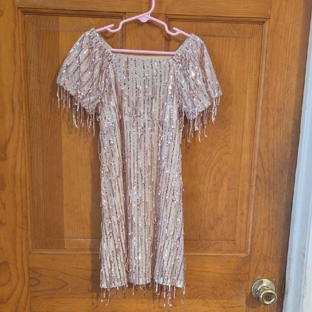 Speechless Blush Sequin Kids Formal Dress